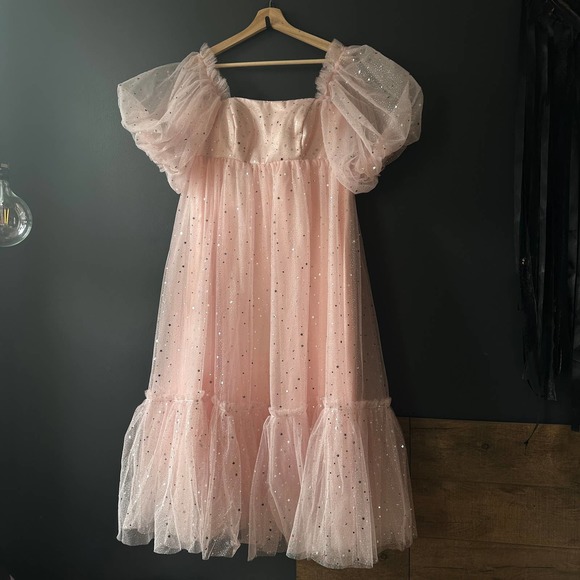 Fanciful Doll The Cosmic Moonchild Midi Dress Pink Size Small - Picture 9 of 13